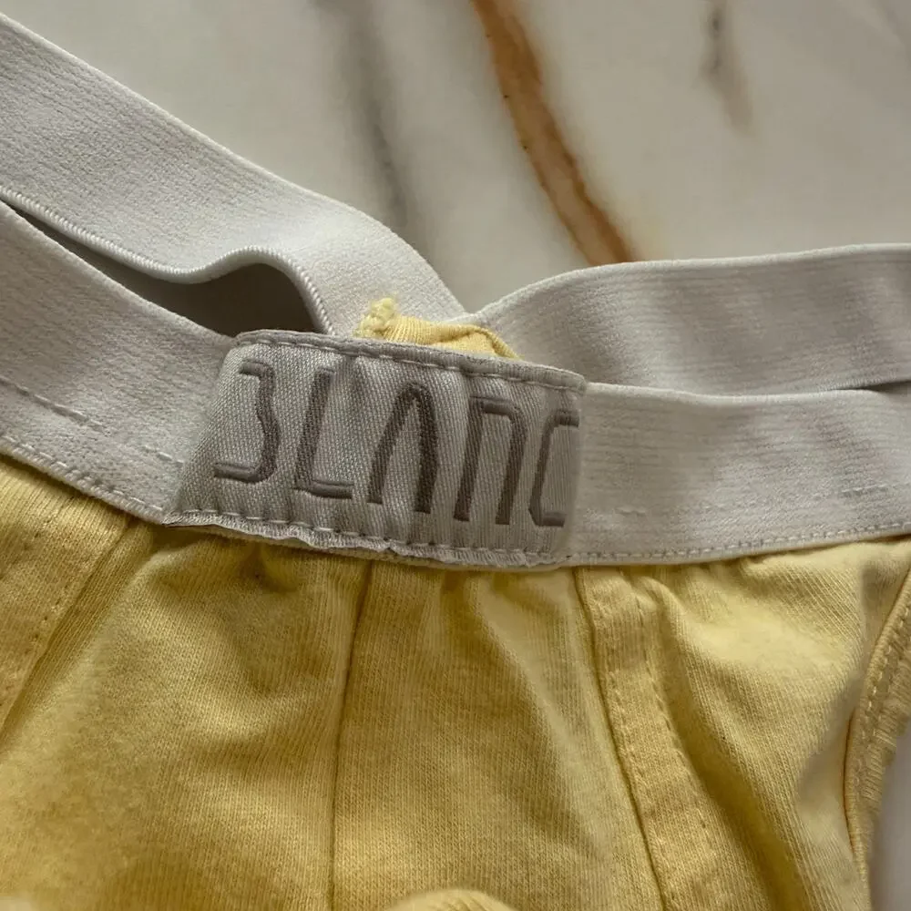 NEW Blanc Menswear Cotton BL4754 C’est G-String Thong Color Yellow Size Large